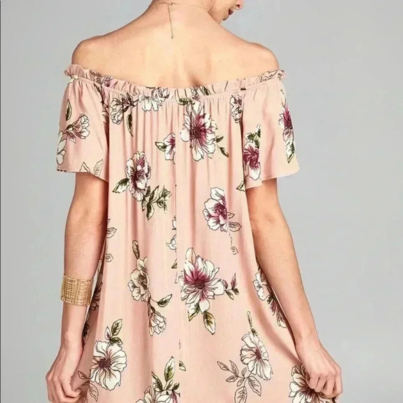 💥🆕Love Kuza Blush Floral Off-Shoulder Dress S🆕 - Picture 3 of 5